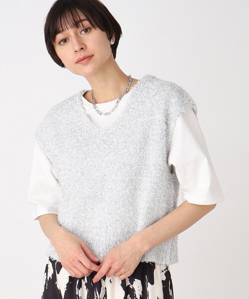 THE SHOP TK (ザ ショップ ティーケー )の「◆キラキラニットショートベスト【手洗い可】(ベスト・レディース・ブラック/シルバー/ブルー・99)」の3枚目の写真