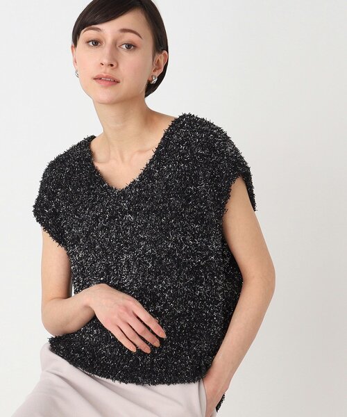 THE SHOP TK (ザ ショップ ティーケー )の「◆キラキラニットショートベスト【手洗い可】(ベスト・レディース・ブラック/シルバー/ブルー・99)」の2枚目の写真