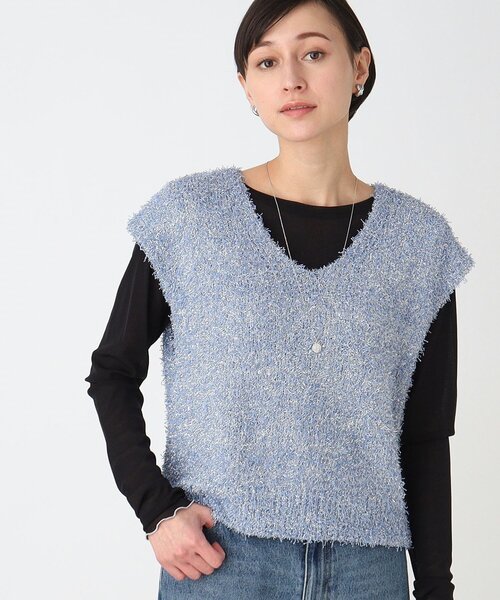 THE SHOP TK (ザ ショップ ティーケー )の「◆キラキラニットショートベスト【手洗い可】(ベスト・レディース・ブラック/シルバー/ブルー・99)」の14枚目の写真