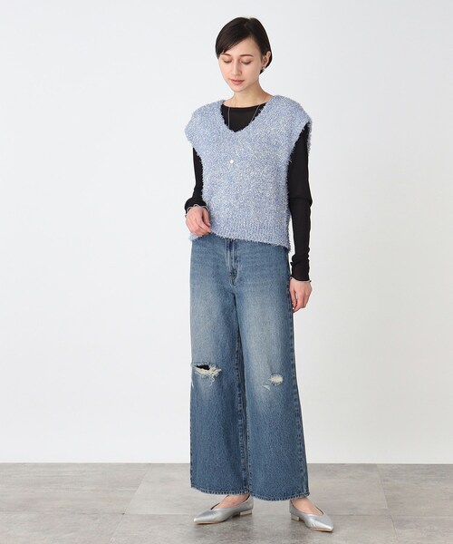 THE SHOP TK (ザ ショップ ティーケー )の「◆キラキラニットショートベスト【手洗い可】(ベスト・レディース・ブラック/シルバー/ブルー・99)」の16枚目の写真