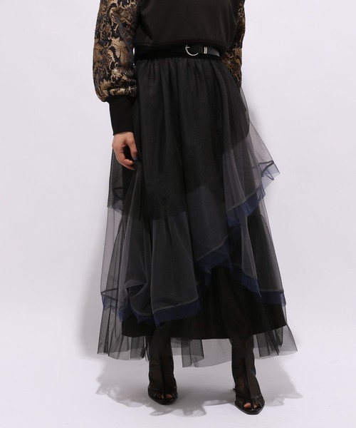 HARE（ハレ）の「ハイショクティアードスカート(HARE)（スカート・レディース・グレー/ブラック・FREE）」の8枚目の写真