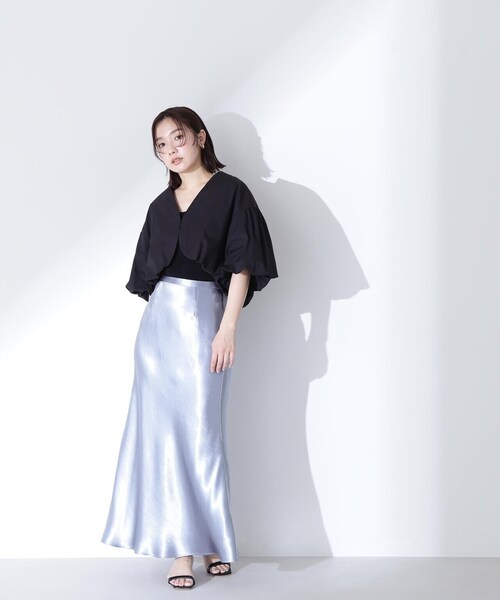 NATURAL BEAUTY BASIC（ナチュラルビューティーベーシック）の「◇バルーンスリーブボレロ（その他アウター・レディース・オフホワイト/ブラック・FREE）」の4枚目の写真