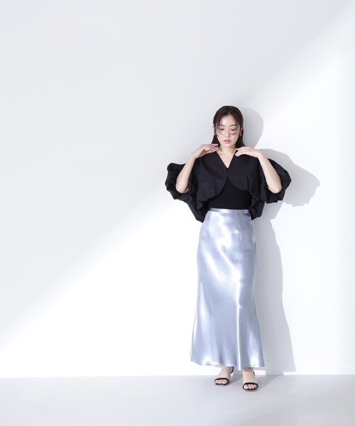 NATURAL BEAUTY BASIC（ナチュラルビューティーベーシック）の「◇バルーンスリーブボレロ（その他アウター・レディース・オフホワイト/ブラック・FREE）」の8枚目の写真