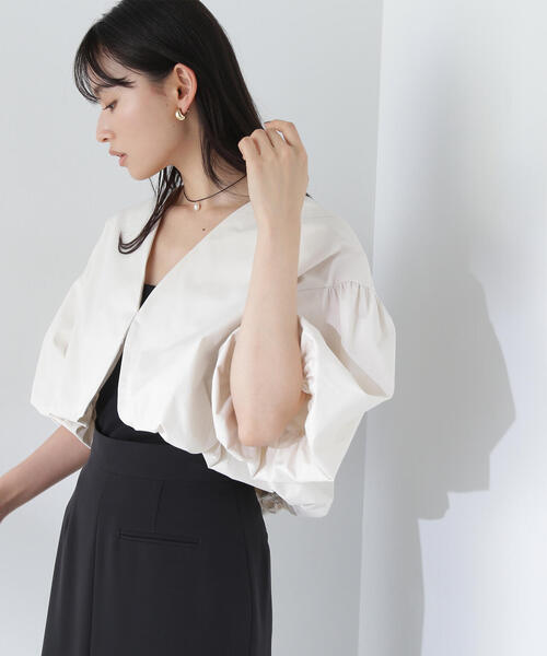 NATURAL BEAUTY BASIC（ナチュラルビューティーベーシック）の「◇バルーンスリーブボレロ（その他アウター・レディース・オフホワイト/ブラック・FREE）」の12枚目の写真