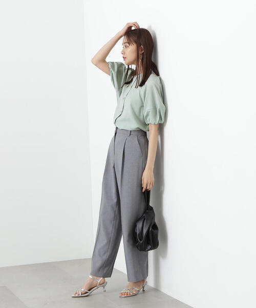 N.（N. Natural Beauty Basic）（エヌエヌナチュラルビューティーベーシック）の「◆ドライポプリンランタンスリーブブラウス（シャツ/ブラウス・レディース・ライトグリーン/オレンジ/グレー/ブラック・MEDIUM）」の5枚目の写真