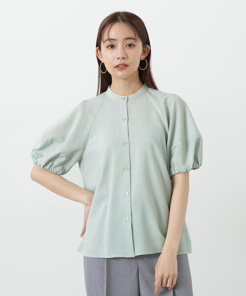 N.（N. Natural Beauty Basic）（エヌエヌナチュラルビューティーベーシック）の「◆ドライポプリンランタンスリーブブラウス（シャツ/ブラウス・レディース・ライトグリーン/オレンジ/グレー/ブラック・MEDIUM）」の8枚目の写真