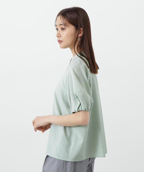 N.（N. Natural Beauty Basic）（エヌエヌナチュラルビューティーベーシック）の「◆ドライポプリンランタンスリーブブラウス（シャツ/ブラウス・レディース・ライトグリーン/オレンジ/グレー/ブラック・MEDIUM）」の9枚目の写真