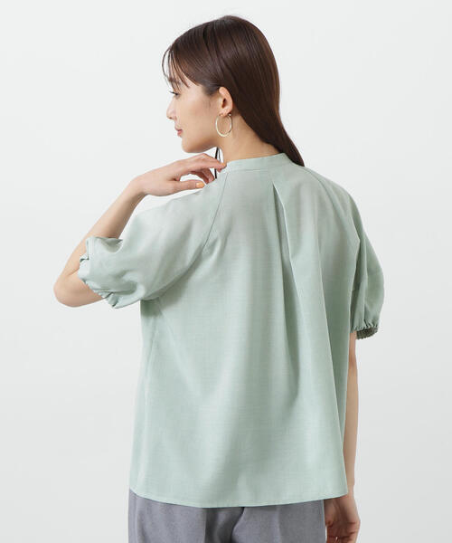 N.（N. Natural Beauty Basic）（エヌエヌナチュラルビューティーベーシック）の「◆ドライポプリンランタンスリーブブラウス（シャツ/ブラウス・レディース・ライトグリーン/オレンジ/グレー/ブラック・MEDIUM）」の10枚目の写真