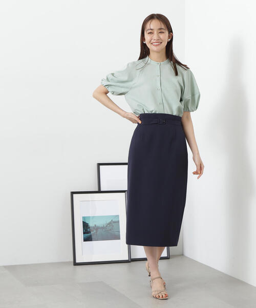 N.（N. Natural Beauty Basic）（エヌエヌナチュラルビューティーベーシック）の「◆ドライポプリンランタンスリーブブラウス（シャツ/ブラウス・レディース・ライトグリーン/オレンジ/グレー/ブラック・MEDIUM）」の14枚目の写真