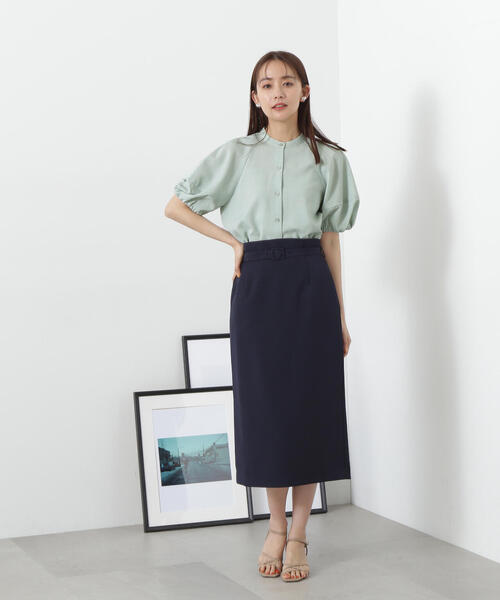 N.（N. Natural Beauty Basic）（エヌエヌナチュラルビューティーベーシック）の「◆ドライポプリンランタンスリーブブラウス（シャツ/ブラウス・レディース・ライトグリーン/オレンジ/グレー/ブラック・MEDIUM）」の15枚目の写真