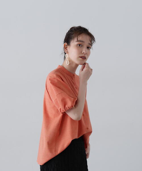 N.（N. Natural Beauty Basic）（エヌエヌナチュラルビューティーベーシック）の「◆ドライポプリンランタンスリーブブラウス（シャツ/ブラウス・レディース・ライトグリーン/オレンジ/グレー/ブラック・MEDIUM）」の18枚目の写真