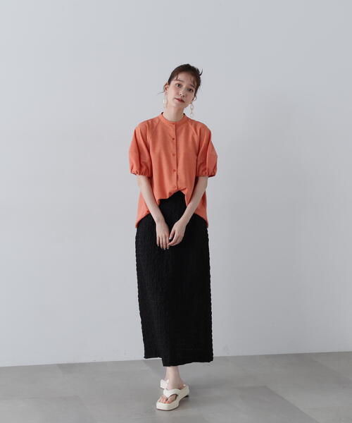 N.（N. Natural Beauty Basic）（エヌエヌナチュラルビューティーベーシック）の「◆ドライポプリンランタンスリーブブラウス（シャツ/ブラウス・レディース・ライトグリーン/オレンジ/グレー/ブラック・MEDIUM）」の19枚目の写真