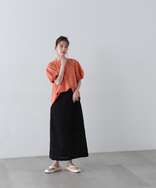 N.（N. Natural Beauty Basic）（エヌエヌナチュラルビューティーベーシック）の「◆ドライポプリンランタンスリーブブラウス（シャツ/ブラウス・レディース・ライトグリーン/オレンジ/グレー/ブラック・MEDIUM）」の21枚目の写真