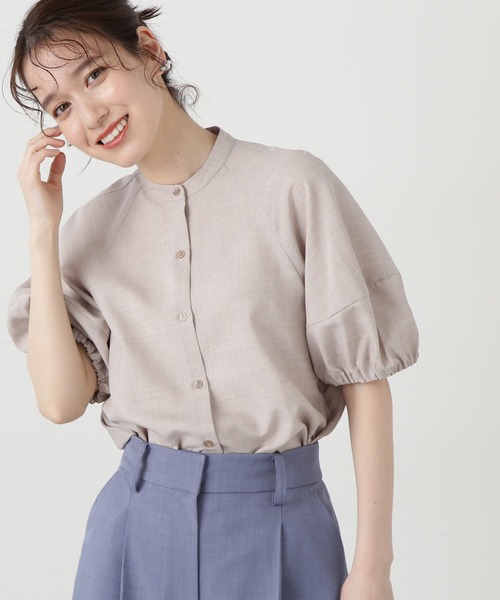 N.（N. Natural Beauty Basic）（エヌエヌナチュラルビューティーベーシック）の「◆ドライポプリンランタンスリーブブラウス（シャツ/ブラウス・レディース・ライトグリーン/オレンジ/グレー/ブラック・MEDIUM）」の3枚目の写真