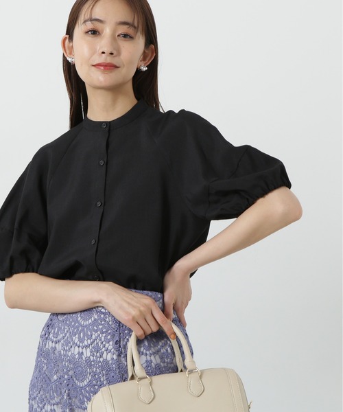 N.（N. Natural Beauty Basic）（エヌエヌナチュラルビューティーベーシック）の「◆ドライポプリンランタンスリーブブラウス（シャツ/ブラウス・レディース・ライトグリーン/オレンジ/グレー/ブラック・MEDIUM）」の2枚目の写真