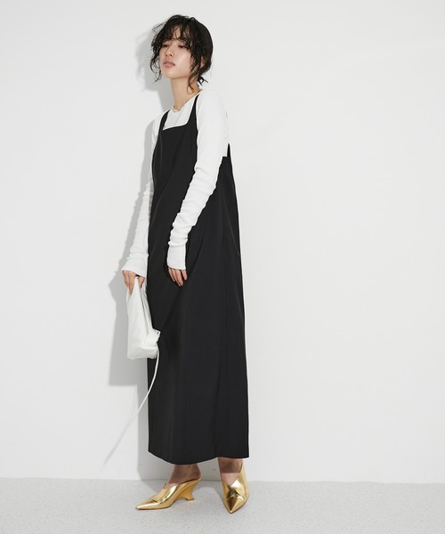 ADAM ET ROPE' FEMME スクエアネックリーンワンピース ADAM ET ROPE'（アダムエロペ）の「【サステナブル】スクエア