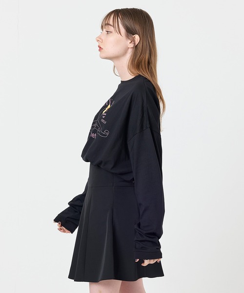 STRAY SHEEP（ストレイシープ）の「【STRAY SHEEP/ストレイシープ】CATグラフィック・ロングスリーブTee/長袖ロンT（Tシャツ/カットソー・レディース・ホワイト/ブラック・LARGE/MEDIUM）」の4枚目の写真