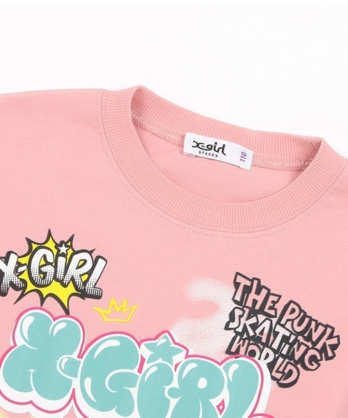 X-girl Stages(エックスガールステージス)の「グラフィティプリント短丈半袖Tシャツ(スカート・キッズ・ブラック/ピンク/オフホワイト・140cm/130cm/120cm/100cm/110cm/90cm)」の9枚目の写真