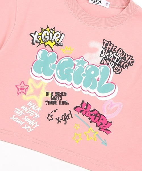 X-girl Stages(エックスガールステージス)の「グラフィティプリント短丈半袖Tシャツ(スカート・キッズ・ブラック/ピンク/オフホワイト・140cm/130cm/120cm/100cm/110cm/90cm)」の11枚目の写真