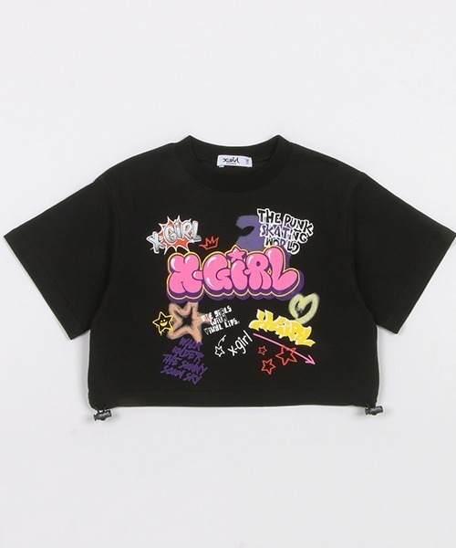 X-girl Stages(エックスガールステージス)の「グラフィティプリント短丈半袖Tシャツ(スカート・キッズ・ブラック/ピンク/オフホワイト・140cm/130cm/120cm/100cm/110cm/90cm)」の17枚目の写真