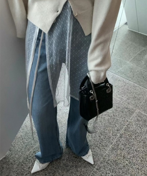 FREE STYLISTS(フリー スタイリスト)の「YUGA_YGMC ストラップ レイヤード シアー エプロンスカート(スカート・レディース・ホワイト/ブラック・FREE)」の3枚目の写真