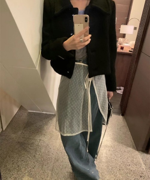 FREE STYLISTS(フリー スタイリスト)の「YUGA_YGMC ストラップ レイヤード シアー エプロンスカート(スカート・レディース・ホワイト/ブラック・FREE)」の14枚目の写真