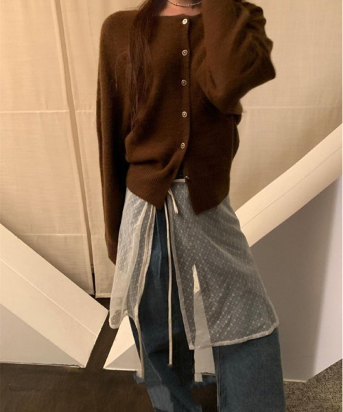 FREE STYLISTS(フリー スタイリスト)の「YUGA_YGMC ストラップ レイヤード シアー エプロンスカート(スカート・レディース・ホワイト/ブラック・FREE)」の15枚目の写真