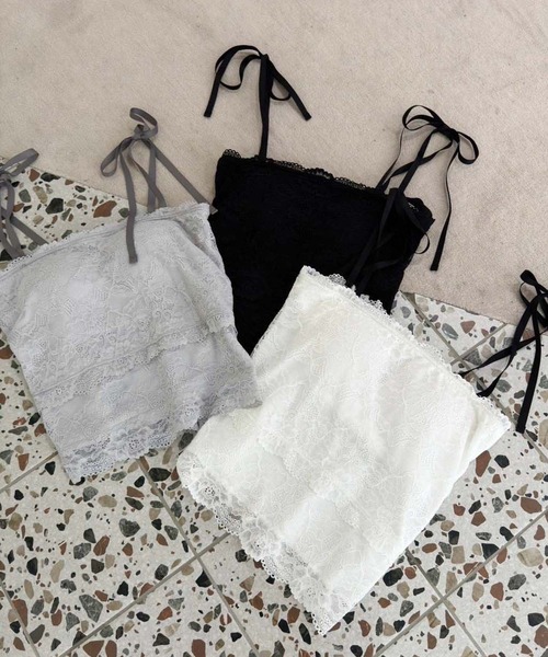 セール】肩リボン取り外し可能/レースキャミソール（キャミソール