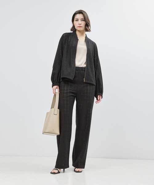 ROPE'（ロペ）の「キカレースオーバーブルゾン【セットアップ対応】【雑誌掲載】（ブルゾン・レディース・ホワイト/ブラック・FREE）」の4枚目の写真