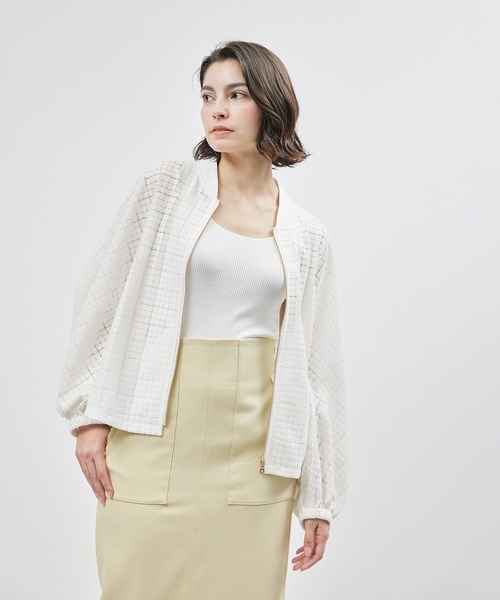 ROPE'（ロペ）の「キカレースオーバーブルゾン【セットアップ対応】【雑誌掲載】（ブルゾン・レディース・ホワイト/ブラック・FREE）」の7枚目の写真