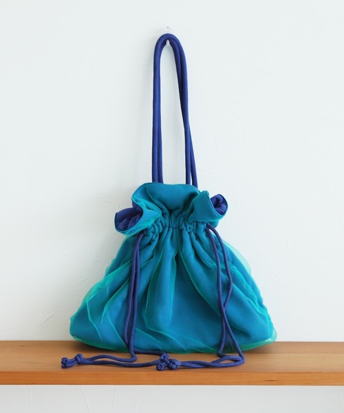 reca（レカ）の「チュール巾着バッグ（ハンドバッグ・レディース・ホワイト/チャコール/ブルー・ONE SIZE）」の9枚目の写真