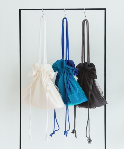 reca（レカ）の「チュール巾着バッグ（ハンドバッグ・レディース・ホワイト/チャコール/ブルー・ONE SIZE）」の12枚目の写真