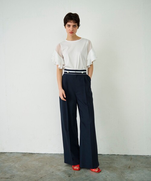 GRACE CONTINENTAL（グレースコンチネンタル）の「シアーフレアスリーブトップ（Tシャツ/カットソー・レディース・ブラック/ホワイト・36）」の3枚目の写真