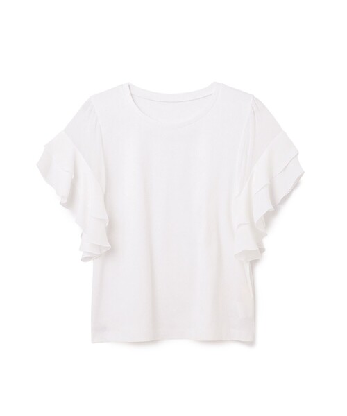 GRACE CONTINENTAL（グレースコンチネンタル）の「シアーフレアスリーブトップ（Tシャツ/カットソー・レディース・ブラック/ホワイト・36）」の9枚目の写真