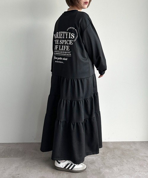 apres jour mignon(アプレジュールミニョン)の「ティアードTシャツワンピース【ZOZOTOWN限定アイテム】(ワンピース・レディース・ブラック系その他/ナチュラル/ブラック・SMALL/X-LARGE/MEDIUM)」の7枚目の写真