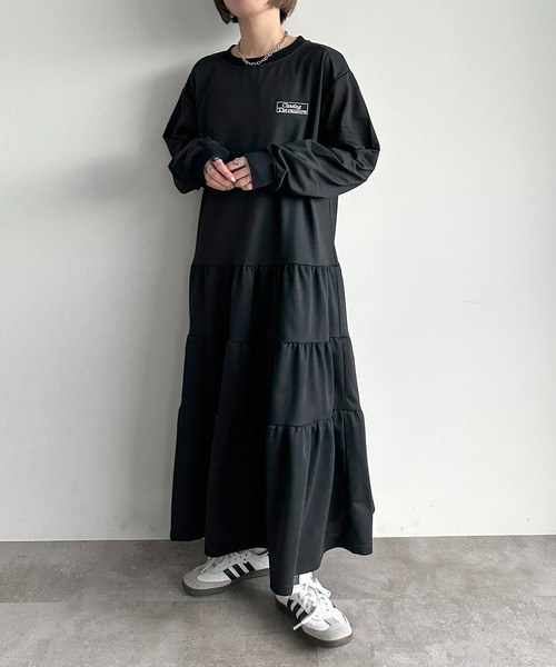 apres jour mignon(アプレジュールミニョン)の「ティアードTシャツワンピース【ZOZOTOWN限定アイテム】(ワンピース・レディース・ブラック系その他/ナチュラル/ブラック・SMALL/X-LARGE/MEDIUM)」の4枚目の写真