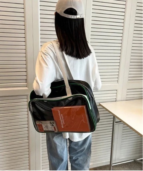 BARELY BLUE（ベアリーブルー）の「【 BARELY BLUE / ベアリーブルー 】 BIG フロント クリア ポケット トートバッグ（トートバッグ・レディース・アイボリー/ブラック/グリーン・FREE）」の8枚目の写真