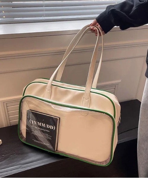 BARELY BLUE（ベアリーブルー）の「【 BARELY BLUE / ベアリーブルー 】 BIG フロント クリア ポケット トートバッグ（トートバッグ・レディース・アイボリー/ブラック/グリーン・FREE）」の12枚目の写真