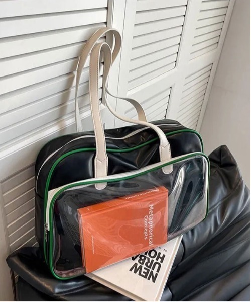 BARELY BLUE（ベアリーブルー）の「【 BARELY BLUE / ベアリーブルー 】 BIG フロント クリア ポケット トートバッグ（トートバッグ・レディース・アイボリー/ブラック/グリーン・FREE）」の15枚目の写真