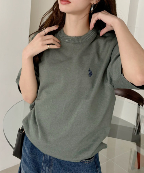 カーキXSサイズPOLO レディースサマーニット