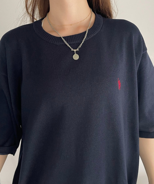 U.S. POLO ASSN.(ユーエスポロアッスン)の「Ada// U.S. POLO ASSN. オーバーサイズ クルーネック サマーニット Tシャツ(ニット/セーター・レディース・ブラック/ネイビー/オフホワイト/ライトベージュ/カーキ/ダークブルー・M/L/S)」の10枚目の写真