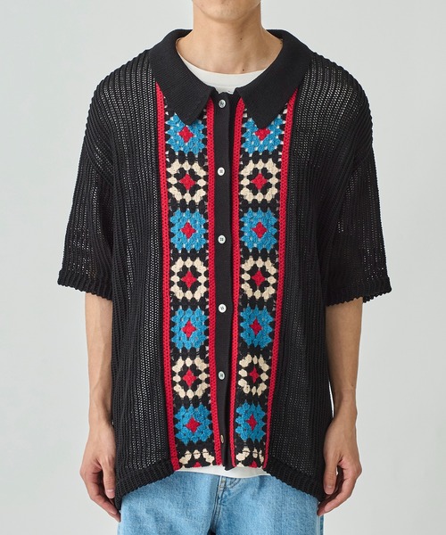 DISCOVERED（ディスカバード）の「CROCHET LINE KNIT SHIRTS