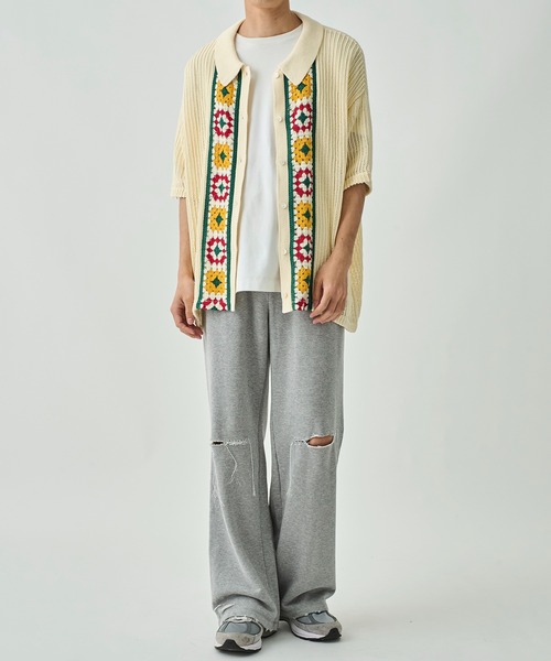DISCOVERED（ディスカバード）の「CROCHET LINE KNIT SHIRTS（シャツ/ブラウス・メンズ・ホワイト/ブラック・3）」の3枚目の写真