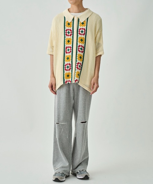 DISCOVERED（ディスカバード）の「CROCHET LINE KNIT SHIRTS（シャツ/ブラウス・メンズ・ホワイト/ブラック・3）」の4枚目の写真