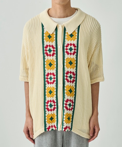 DISCOVERED（ディスカバード）の「CROCHET LINE KNIT SHIRTS（シャツ/ブラウス・メンズ・ホワイト/ブラック・3）」の5枚目の写真