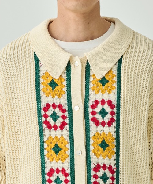 DISCOVERED（ディスカバード）の「CROCHET LINE KNIT SHIRTS