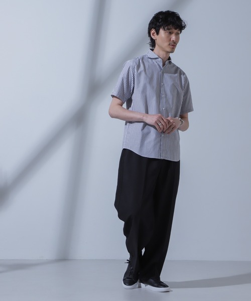 【良品】ナノユニバース SOKTAS社コットン ホリゾンタルカラーシャツ 44 良品】ナノユニバース SOKTAS社コットン ホリゾンタルカラー