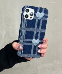 Loco Ocean（ロコオーシャン）の「デニム素材 チェック ハート / スマホカバー iPhoneケース ( 7 / 8 / SE2 / 11 / 12 / 13 / 14 / 15 )（スマホケース/カバー・レディース）」