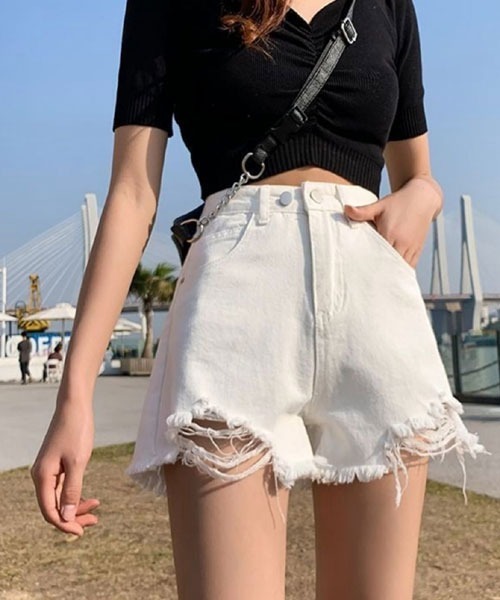 ホワイト ダメージデニムショートパンツ 楽天市場】【SALE / 50％OFF】jenni ダメージデニムショート