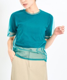 チュール×テレコリブTシャツ